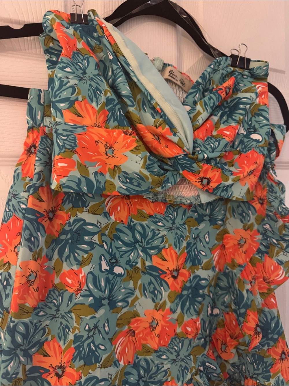 bloom Teal and Orange Floral Swim Sarong - Picture 2 of 2